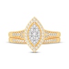 Thumbnail Image 3 of Now + Forever Round-Cut Multi-Diamond Center Marquise-Frame Bridal Set 1/2 ct tw 10K Yellow Gold
