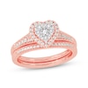 Thumbnail Image 1 of Now + Forever Round-Cut Multi-Diamond Center Heart-Frame Bridal Set 1/2 ct tw 10K Rose Gold
