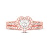 Thumbnail Image 3 of Now + Forever Round-Cut Multi-Diamond Center Heart-Frame Bridal Set 1/2 ct tw 10K Rose Gold