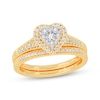 Thumbnail Image 1 of Now + Forever Round-Cut Multi-Diamond Center Heart-Frame Bridal Set 1/2 ct tw 10K Yellow Gold
