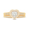 Thumbnail Image 2 of Round-Cut Multi-Diamond Center Heart-Frame Bridal Set 1/2 ct tw 10K Yellow Gold