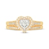 Thumbnail Image 3 of Now + Forever Round-Cut Multi-Diamond Center Heart-Frame Bridal Set 1/2 ct tw 10K Yellow Gold