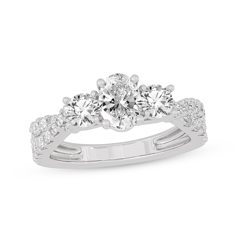 Diamond Engagement Ring 1 ct tw Pear & Round 14K White Gold