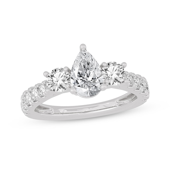 Memories Moments Magic Pear-Shaped & Round-Cut Three-Stone Diamond Engagement Ring 2 ct tw 14K White Gold