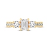 Thumbnail Image 3 of Memories Moments Magic Emerald & Round-Cut Three-Stone Diamond Engagement Ring 2 ct tw 14K Yellow Gold