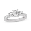 Thumbnail Image 1 of Memories Moments Magic Emerald & Round-Cut Three-Stone Diamond Engagement Ring 2 ct tw 14K White Gold