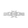 Thumbnail Image 3 of Memories Moments Magic Emerald & Round-Cut Three-Stone Diamond Engagement Ring 2 ct tw 14K White Gold