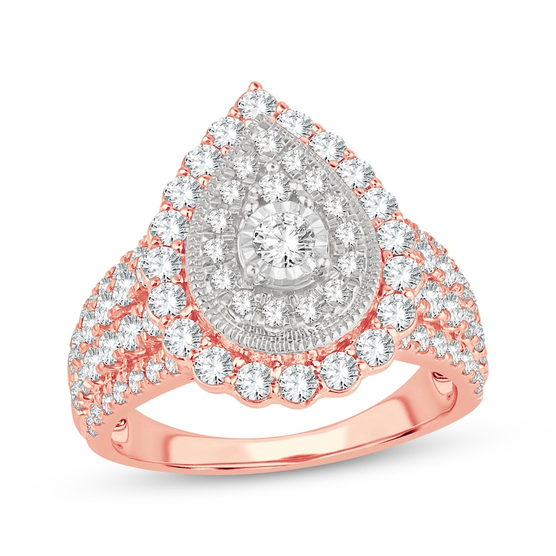 Main Image 1 of Now + Forever Round-Cut Multi-Diamond Center Pear-Shaped Engagement Ring 1-1/2 ct tw 10K Rose Gold