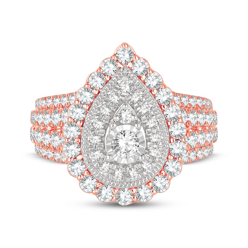 Main Image 3 of Now + Forever Round-Cut Multi-Diamond Center Pear-Shaped Engagement Ring 1-1/2 ct tw 10K Rose Gold