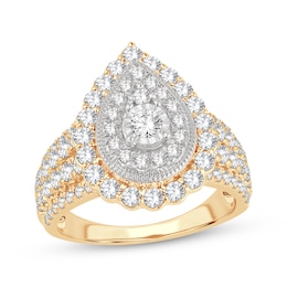 Now + Forever Round-Cut Multi-Diamond Center Pear-Shaped Engagement Ring 1-1/2 ct tw 10K Yellow Gold