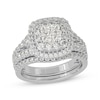 Thumbnail Image 1 of Now + Forever Round-Cut Multi-Diamond Center Cushion-Shaped Bridal Set 1-1/2 ct tw 10K White Gold