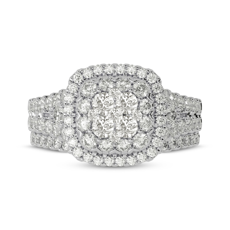 Main Image 3 of Now + Forever Round-Cut Multi-Diamond Center Cushion-Shaped Bridal Set 1-1/2 ct tw 10K White Gold