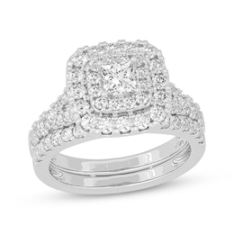 Now + Forever Princess & Round-Cut Diamond Bridal Set 1-1/4 ct tw 10K White Gold