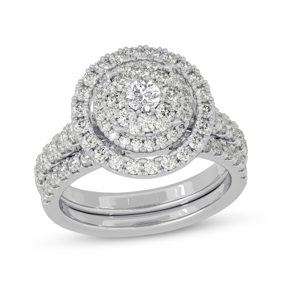 Now + Forever Round-Cut Diamond Halo Bridal Set 1-1/2 ct tw 10K White Gold