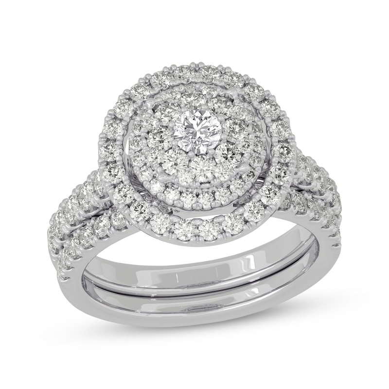 Main Image 1 of Now + Forever Round-Cut Diamond Halo Bridal Set 1-1/2 ct tw 10K White Gold