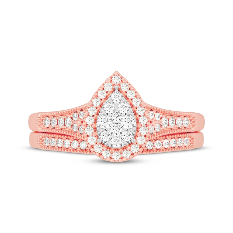 Main Image 3 of Now + Forever Round-Cut Diamond Pear-Shaped Bridal Set 3/8 ct tw 14K Rose Gold