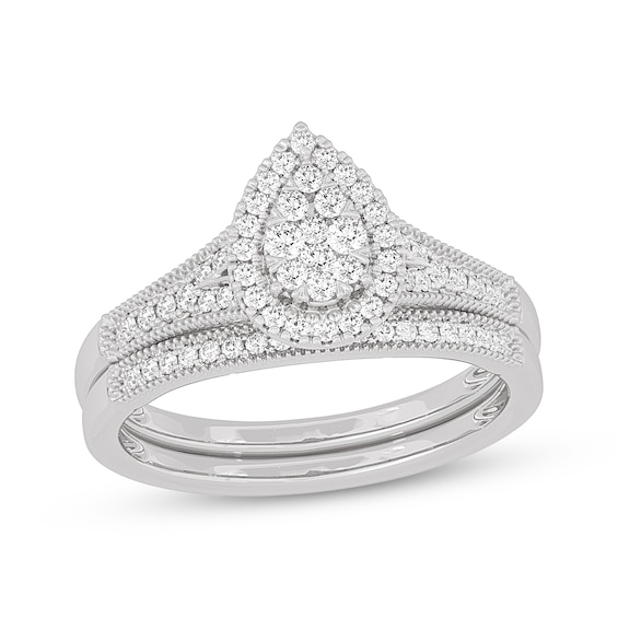 Now + Forever Round-Cut Diamond Pear-Shaped Bridal Set 3/8 ct tw 14K White Gold