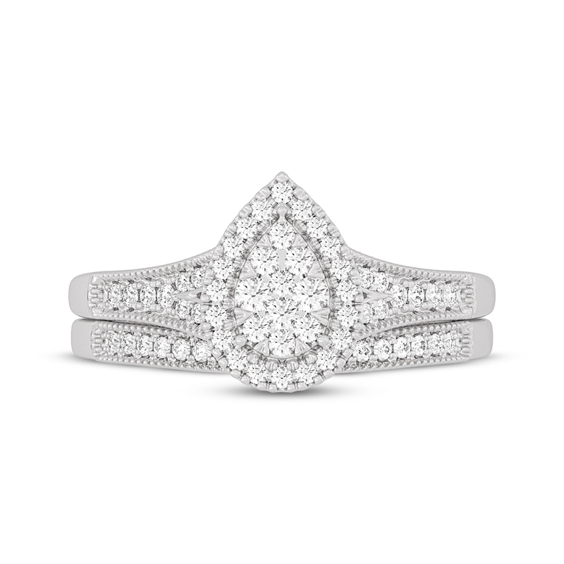 Main Image 3 of Now + Forever Round-Cut Diamond Pear-Shaped Bridal Set 3/8 ct tw 14K White Gold