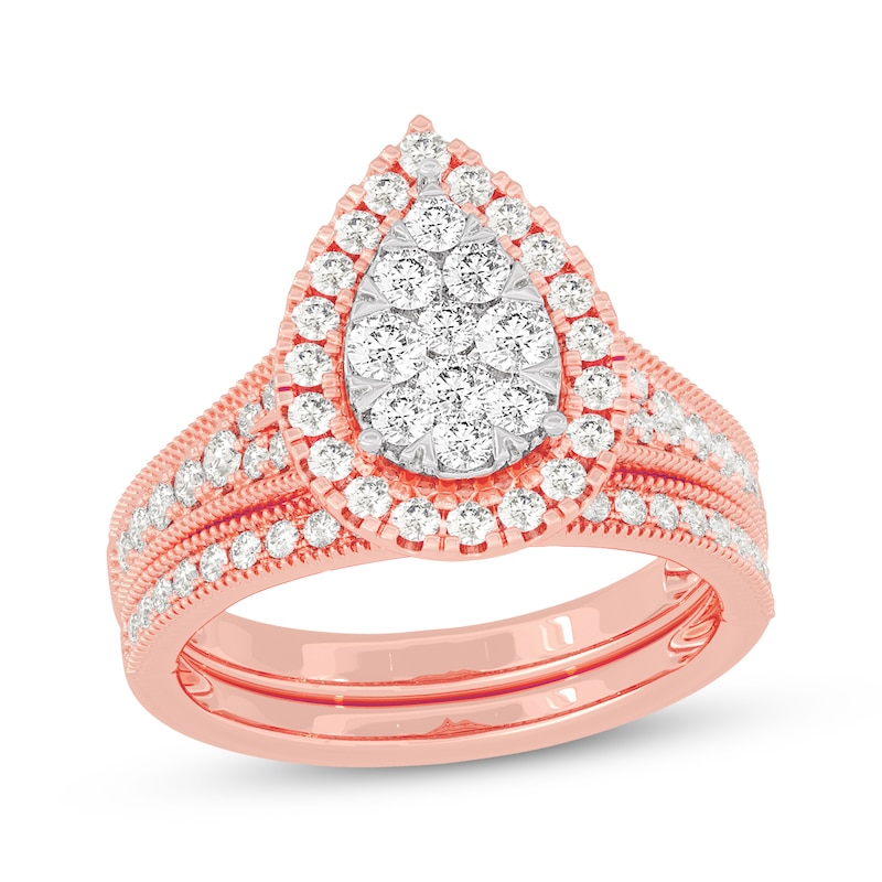 Main Image 1 of Now + Forever Round-Cut Diamond Pear-Shaped Bridal Set 1 ct tw 14K Rose Gold