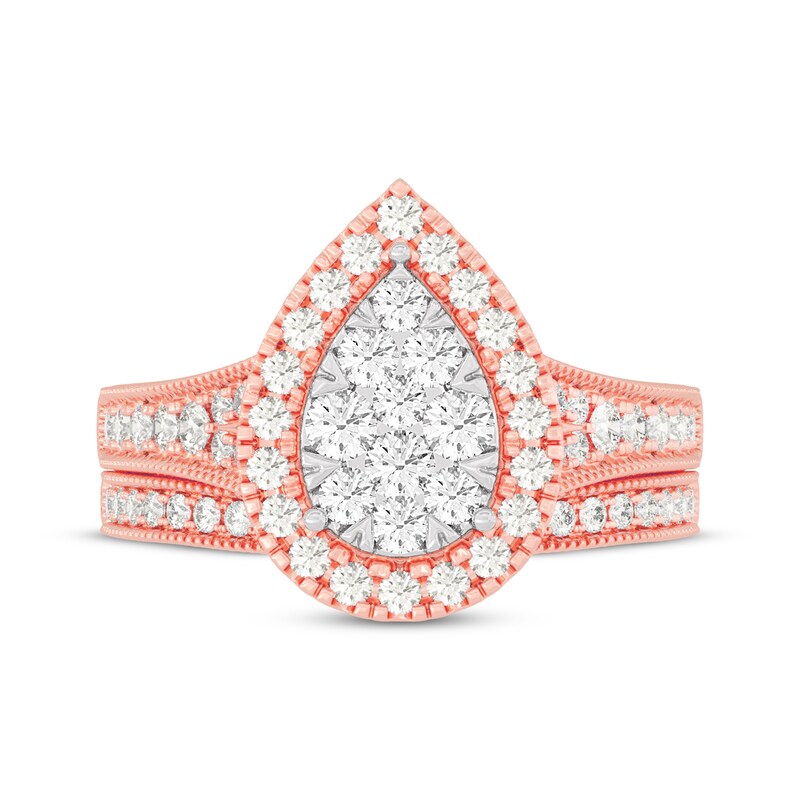 Main Image 3 of Now + Forever Round-Cut Diamond Pear-Shaped Bridal Set 1 ct tw 14K Rose Gold