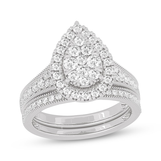 Now + Forever Round-Cut Diamond Pear-Shaped Bridal Set 1 ct tw 14K White Gold