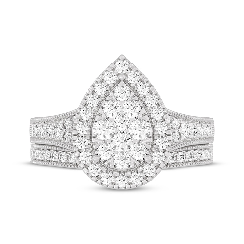 Main Image 3 of Now + Forever Round-Cut Diamond Pear-Shaped Bridal Set 1 ct tw 14K White Gold