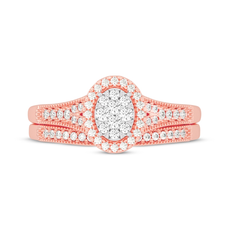 Main Image 3 of Now + Forever Round-Cut Diamond Oval-Shaped Bridal Set 3/8 ct tw 14K Rose Gold