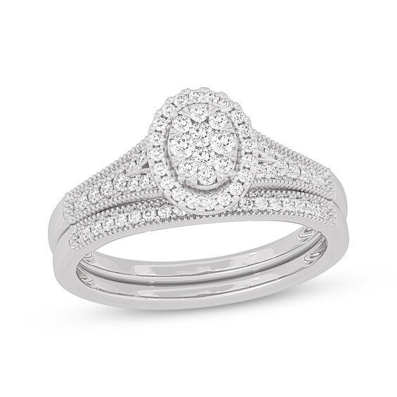 Now + Forever Round-Cut Diamond Oval-Shaped Bridal Set 3/8 ct tw 14K White Gold