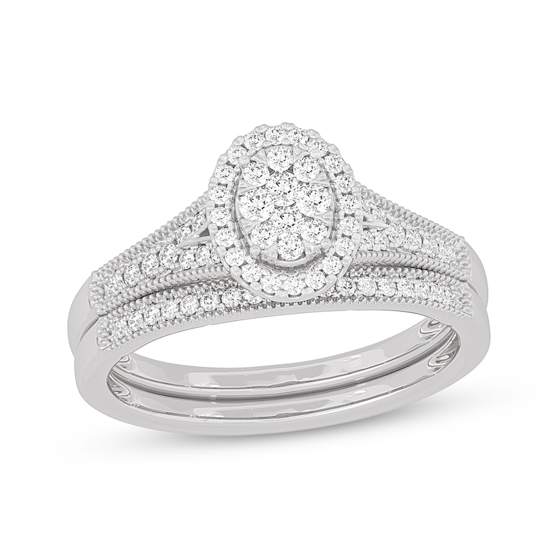 Main Image 1 of Now + Forever Round-Cut Diamond Oval-Shaped Bridal Set 3/8 ct tw 14K White Gold