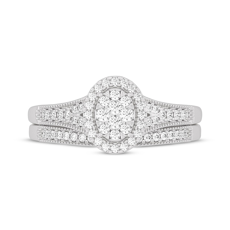 Main Image 3 of Now + Forever Round-Cut Diamond Oval-Shaped Bridal Set 3/8 ct tw 14K White Gold