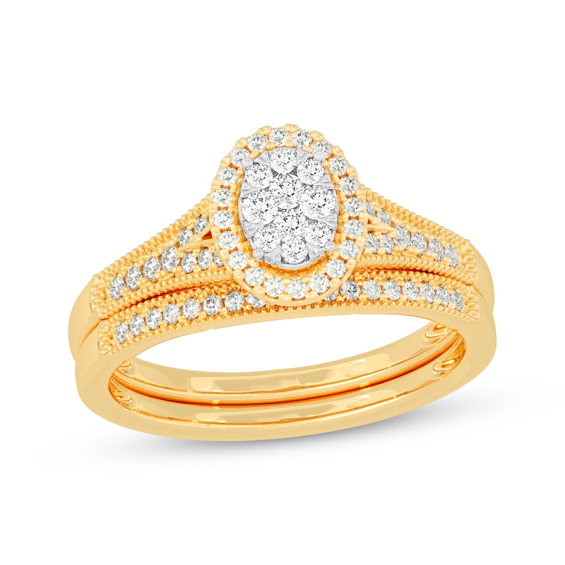 Main Image 1 of Now + Forever Round-Cut Diamond Oval-Shaped Bridal Set 3/8 ct tw 14K Yellow Gold