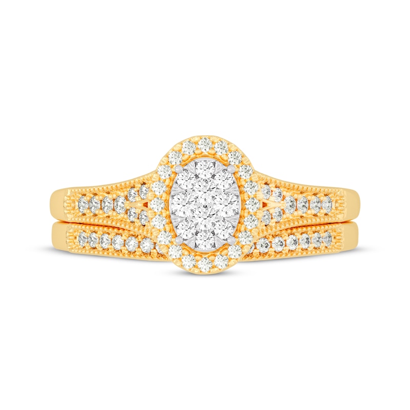 Main Image 3 of Now + Forever Round-Cut Diamond Oval-Shaped Bridal Set 3/8 ct tw 14K Yellow Gold