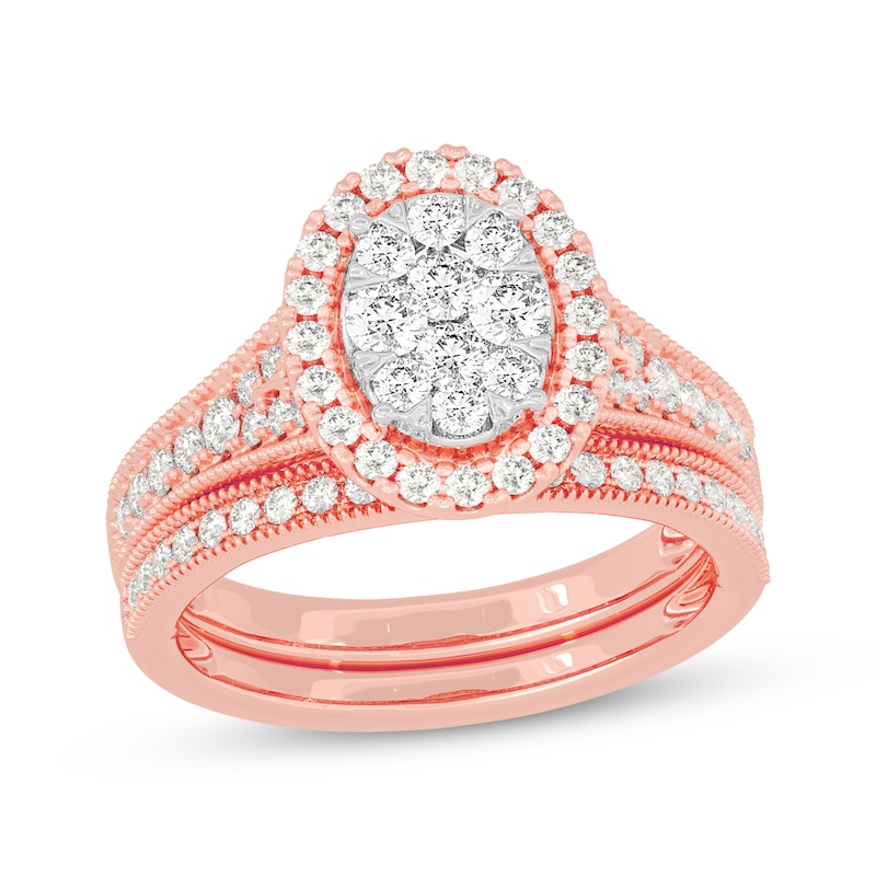 Main Image 1 of Now + Forever Round-Cut Diamond Oval-Shaped Bridal Set 1 ct tw 14K Rose Gold