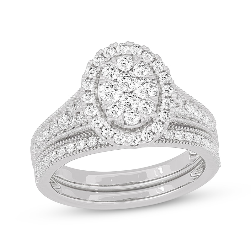 Main Image 1 of Now + Forever Round-Cut Diamond Oval-Shaped Bridal Set 1 ct tw 14K White Gold
