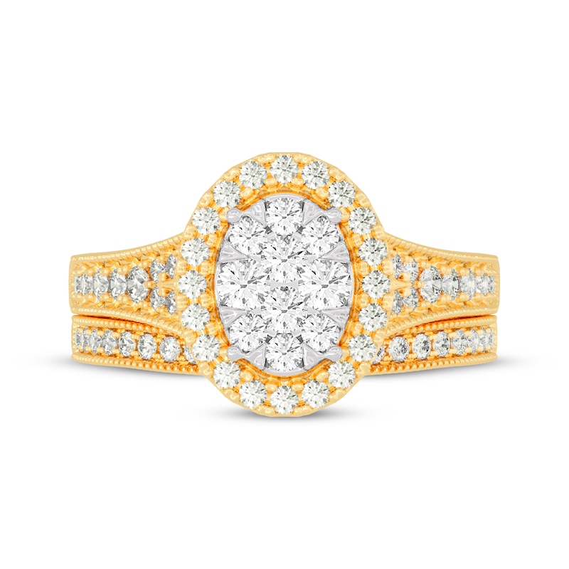 Main Image 3 of Now + Forever Round-Cut Diamond Oval-Shaped Bridal Set 1 ct tw 14K Yellow Gold