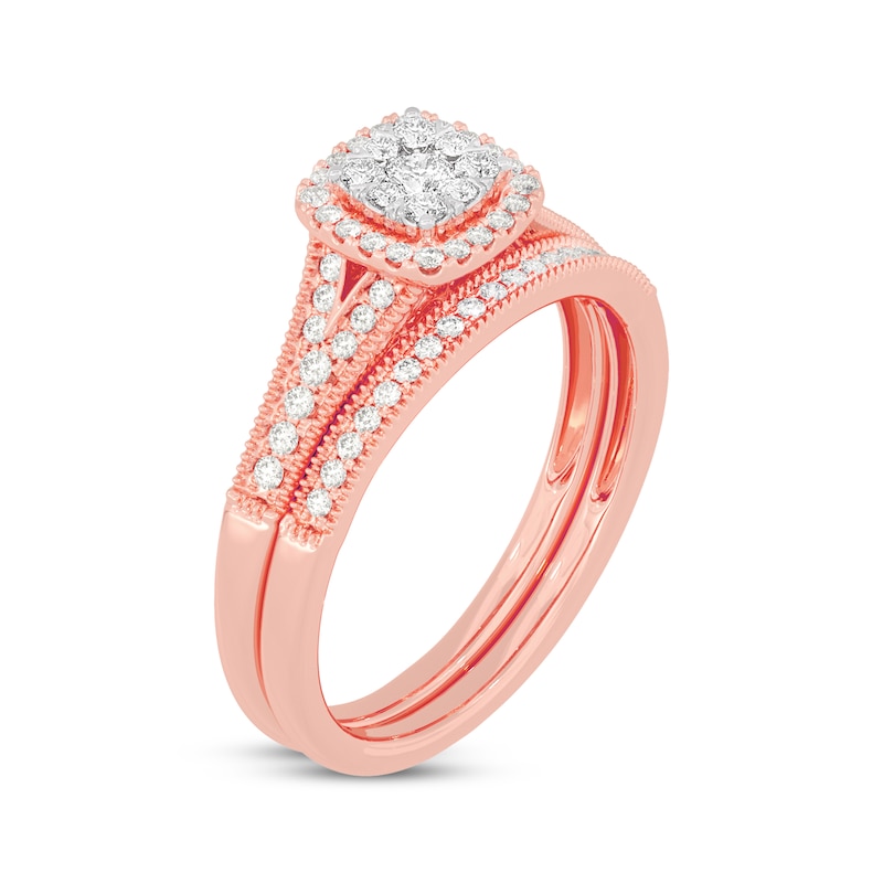 Main Image 2 of Now + Forever Round-Cut Diamond Cushion-Shaped Bridal Set 3/8 ct tw 14K Rose Gold