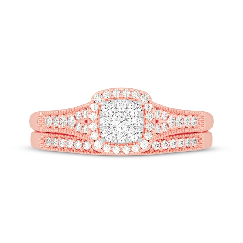 Main Image 3 of Now + Forever Round-Cut Diamond Cushion-Shaped Bridal Set 3/8 ct tw 14K Rose Gold