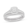 Thumbnail Image 1 of Now + Forever Round-Cut Diamond Cushion-Shaped Bridal Set 3/8 ct tw 14K White Gold