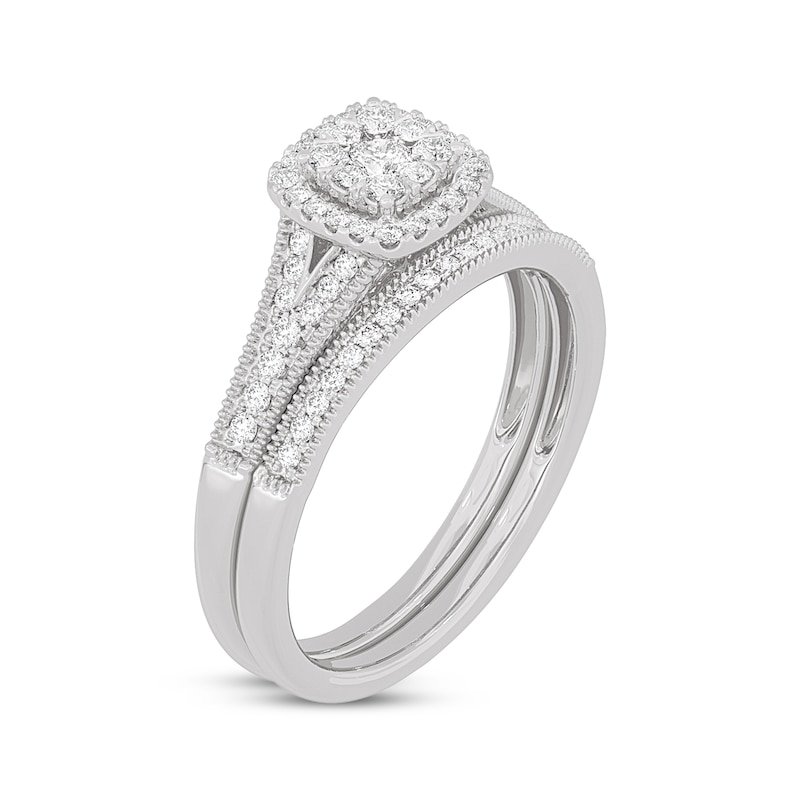 Main Image 2 of Now + Forever Round-Cut Diamond Cushion-Shaped Bridal Set 3/8 ct tw 14K White Gold
