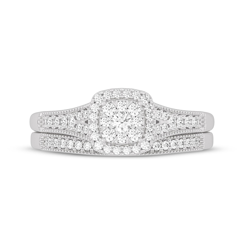 Main Image 3 of Now + Forever Round-Cut Diamond Cushion-Shaped Bridal Set 3/8 ct tw 14K White Gold