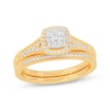 Thumbnail Image 1 of Now + Forever Round-Cut Diamond Cushion-Shaped Bridal Set 3/8 ct tw 14K Yellow Gold