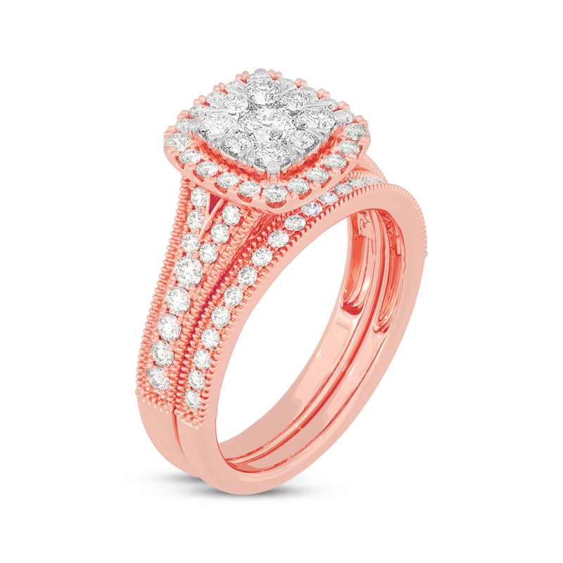 Main Image 2 of Now + Forever Round-Cut Diamond Cushion-Shaped Bridal Set 1 ct tw 14K Rose Gold