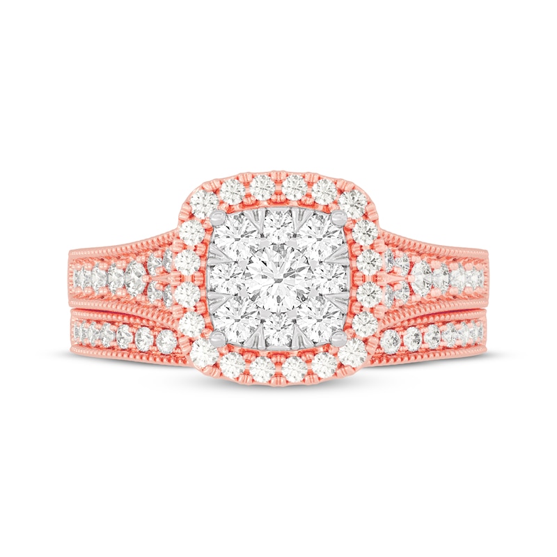 Main Image 3 of Now + Forever Round-Cut Diamond Cushion-Shaped Bridal Set 1 ct tw 14K Rose Gold
