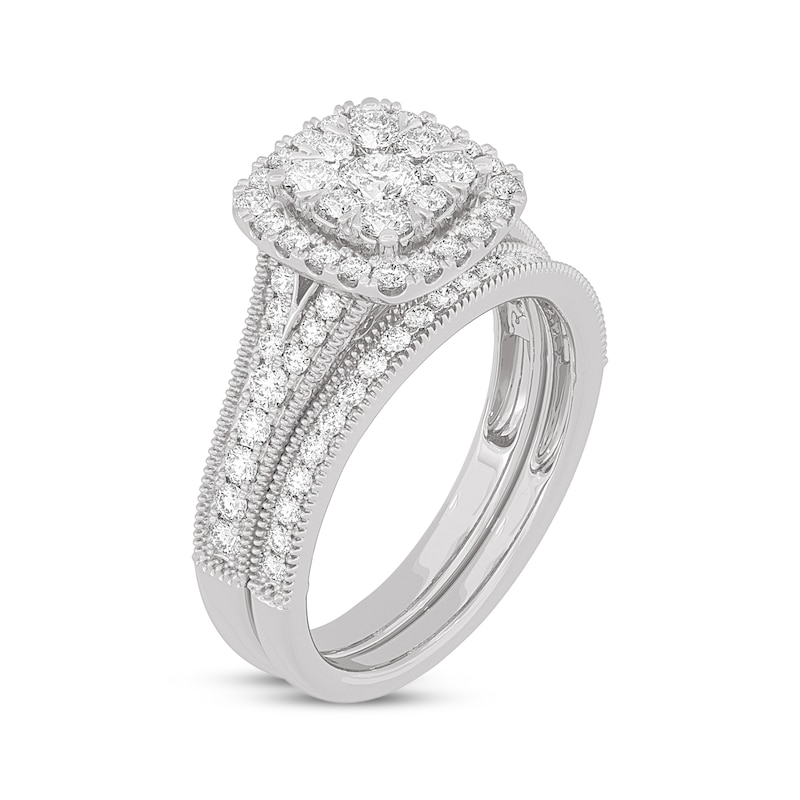Main Image 2 of Now + Forever Round-Cut Diamond Cushion-Shaped Bridal Set 1 ct tw 14K White Gold