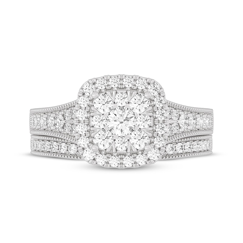 Main Image 3 of Now + Forever Round-Cut Diamond Cushion-Shaped Bridal Set 1 ct tw 14K White Gold