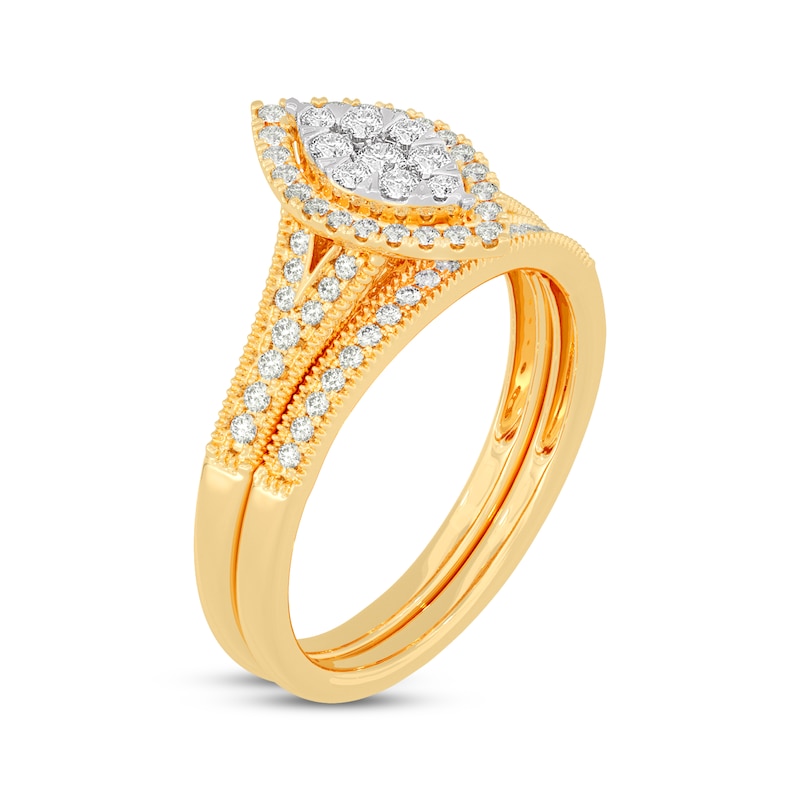 Main Image 2 of Now + Forever Round-Cut Diamond Marquise-Shaped Bridal Set 3/8 ct tw 14K Yellow Gold