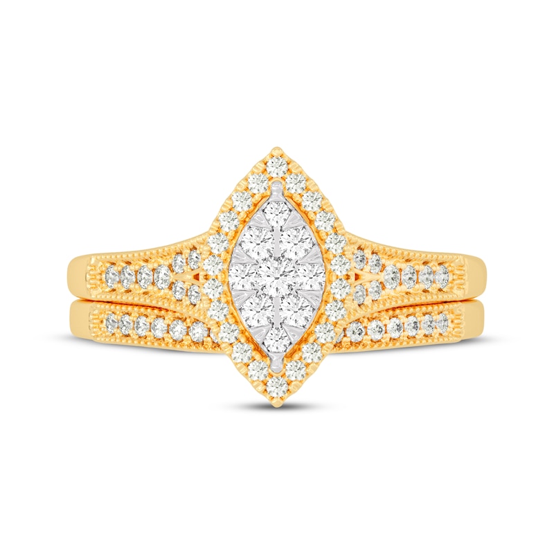Main Image 3 of Now + Forever Round-Cut Diamond Marquise-Shaped Bridal Set 3/8 ct tw 14K Yellow Gold