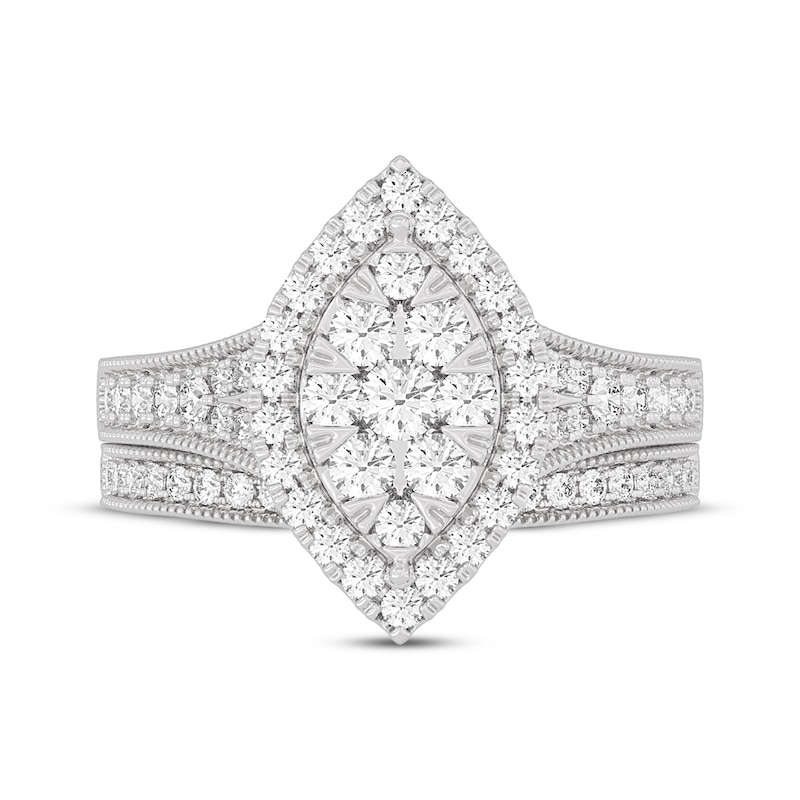 Main Image 3 of Now + Forever Round-Cut Diamond Marquise-Shaped Bridal Set 1 ct tw 14K White Gold