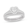Thumbnail Image 1 of Now + Forever Round-Cut Diamond Heart-Shaped Bridal Set 3/8 ct tw 14K White Gold