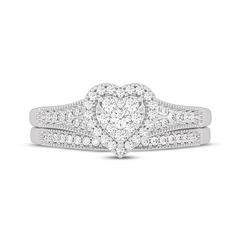 Main Image 3 of Now + Forever Round-Cut Diamond Heart-Shaped Bridal Set 3/8 ct tw 14K White Gold